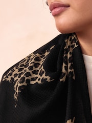 Black/Animal Print Lightweight Scarf - Image 3 of 6