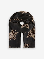 Black/Animal Print Lightweight Scarf - Image 4 of 6