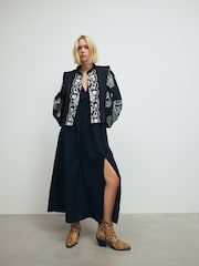 Черная с вышивкой - 100% Хлопковый подбитый жилет - Image 2 of 7