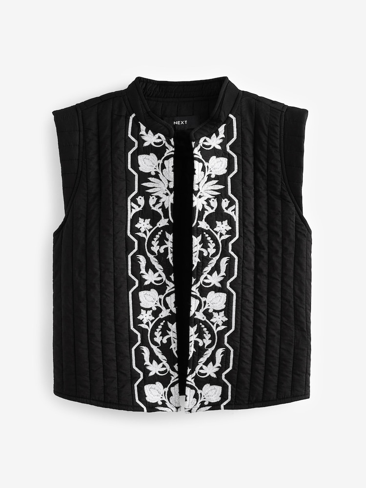 Noir brodé - 100Gilet rembourré en coton (%) - Image 5 of 7