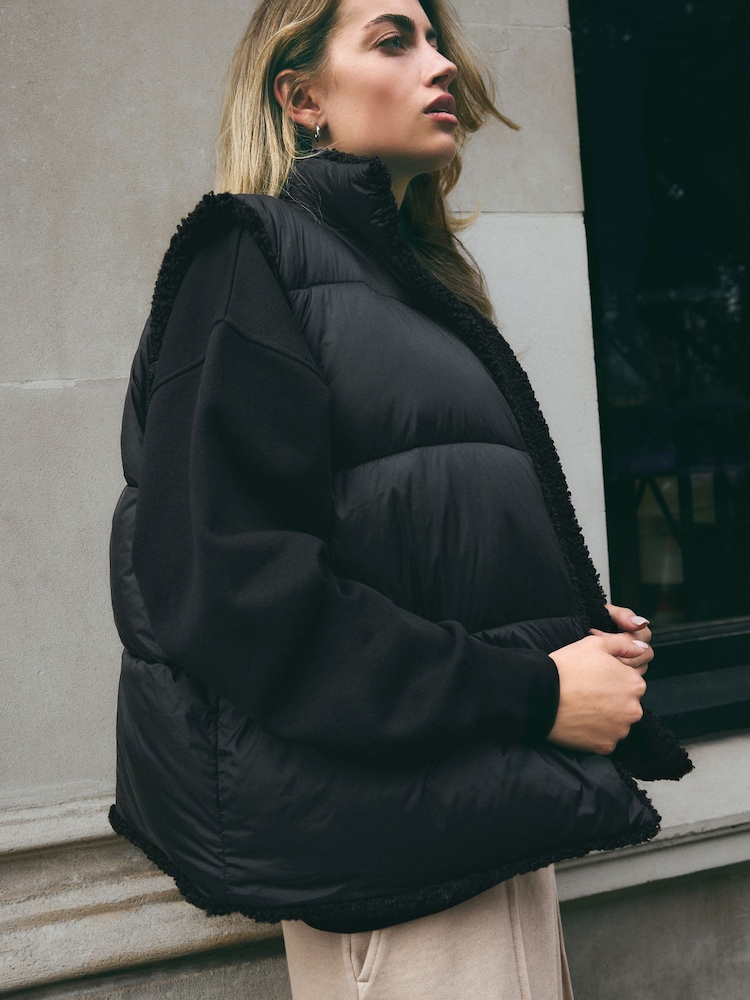 Black Reversible Borg Teddy Gilet - Image 4 of 6
