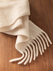 Cream Wool And Alpaca Blend Heavyweight Blanket Scarf - Image 10 of 11