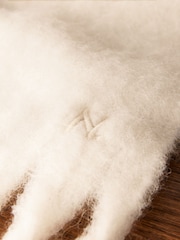 Cream Wool And Alpaca Blend Heavyweight Blanket Scarf - Image 11 of 11