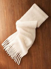 Cream Wool And Alpaca Blend Heavyweight Blanket Scarf - Image 6 of 11
