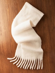 Cream Wool And Alpaca Blend Heavyweight Blanket Scarf - Image 7 of 11