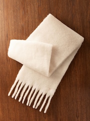 Cream Wool And Alpaca Blend Heavyweight Blanket Scarf - Image 8 of 11
