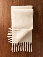 Cream Wool And Alpaca Blend Heavyweight Blanket Scarf - Image 9 of 11