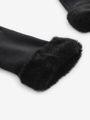 Schwarz - Handschuhe mit Kunstpelzbündchen - Bild 4 von 5