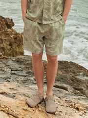 Sage Green Floral Print Dock Shorts - Image 3 of 9