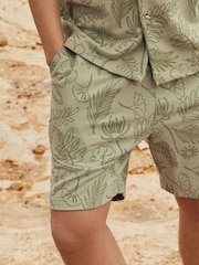 Sage Green Floral Print Dock Shorts - Image 5 of 9