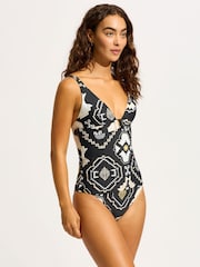 Seafolly Kasbah Trim Front Singlet Black Top - Image 4 of 6