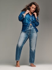 Dark Blue Mom Column Hourglass 100% Cotton Jeans - Image 2 of 8