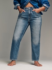Dark Blue Mom Column Hourglass 100% Cotton Jeans - Image 3 of 8