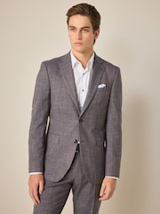 Burgundy Red Regular Fit Trimmed Textured Suit Jacket - Image 1 of 8