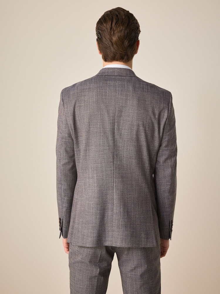 Burgundy Red Regular Fit Trimmed Textured Suit Jacket - Image 2 of 8