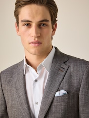 Burgundy Red Regular Fit Trimmed Textured Suit Jacket - Image 4 of 8