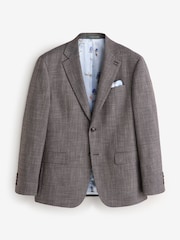 Burgundy Red Regular Fit Trimmed Textured Suit Jacket - Image 5 of 8