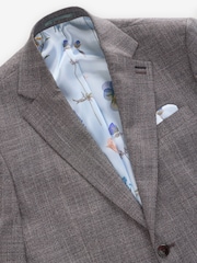 Burgundy Red Regular Fit Trimmed Textured Suit Jacket - Image 6 of 8