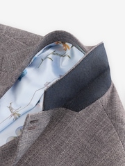 Burgundy Red Regular Fit Trimmed Textured Suit Jacket - Image 7 of 8