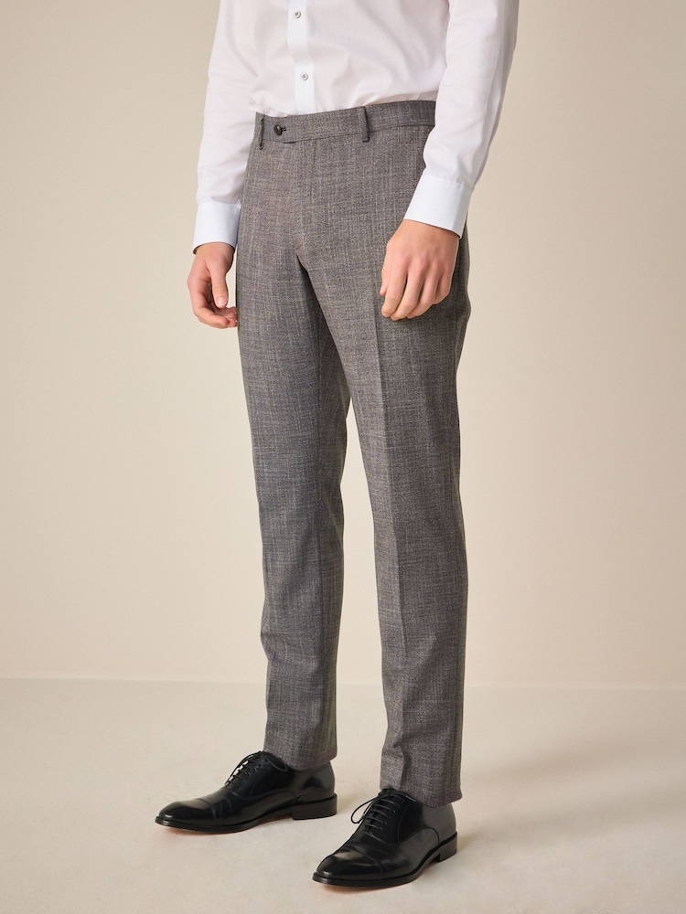 Rouge bordeaux - Pantalon de costume texturé à bordures Coupe classique - Image 1 of 8