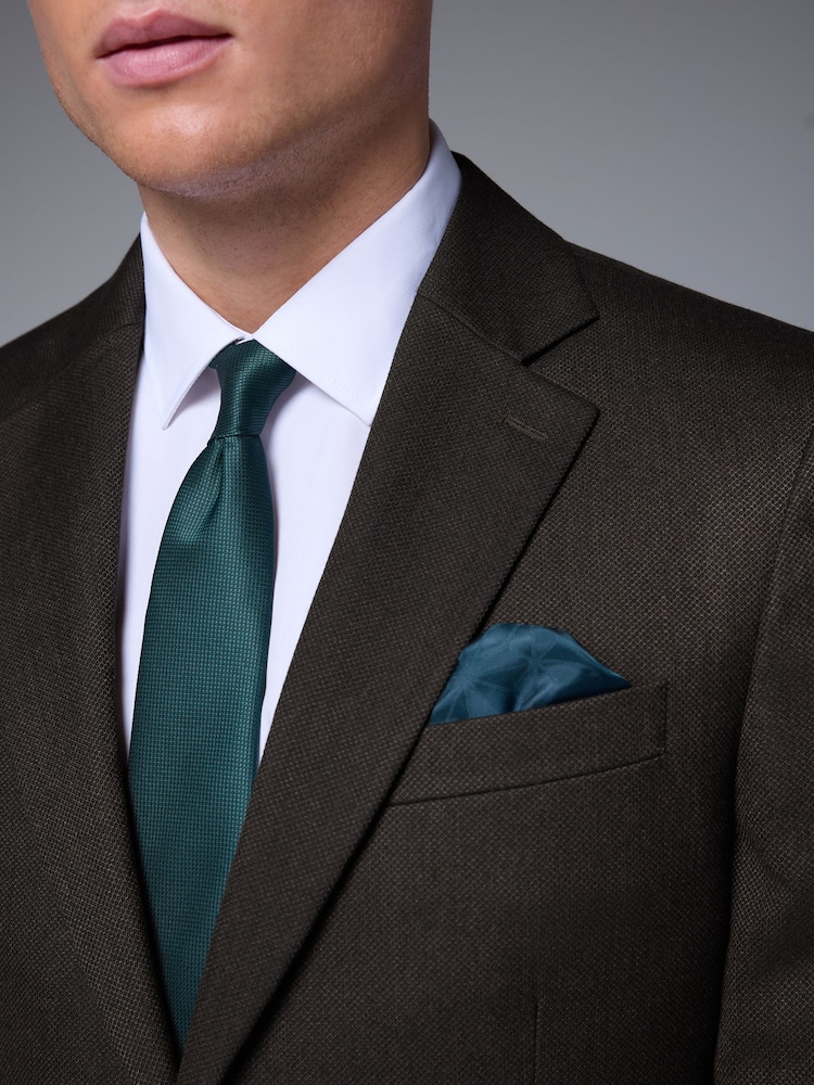 Brun - Slim Fit (Slim Fit) - Veste de costume texturée - Image 4 of 5
