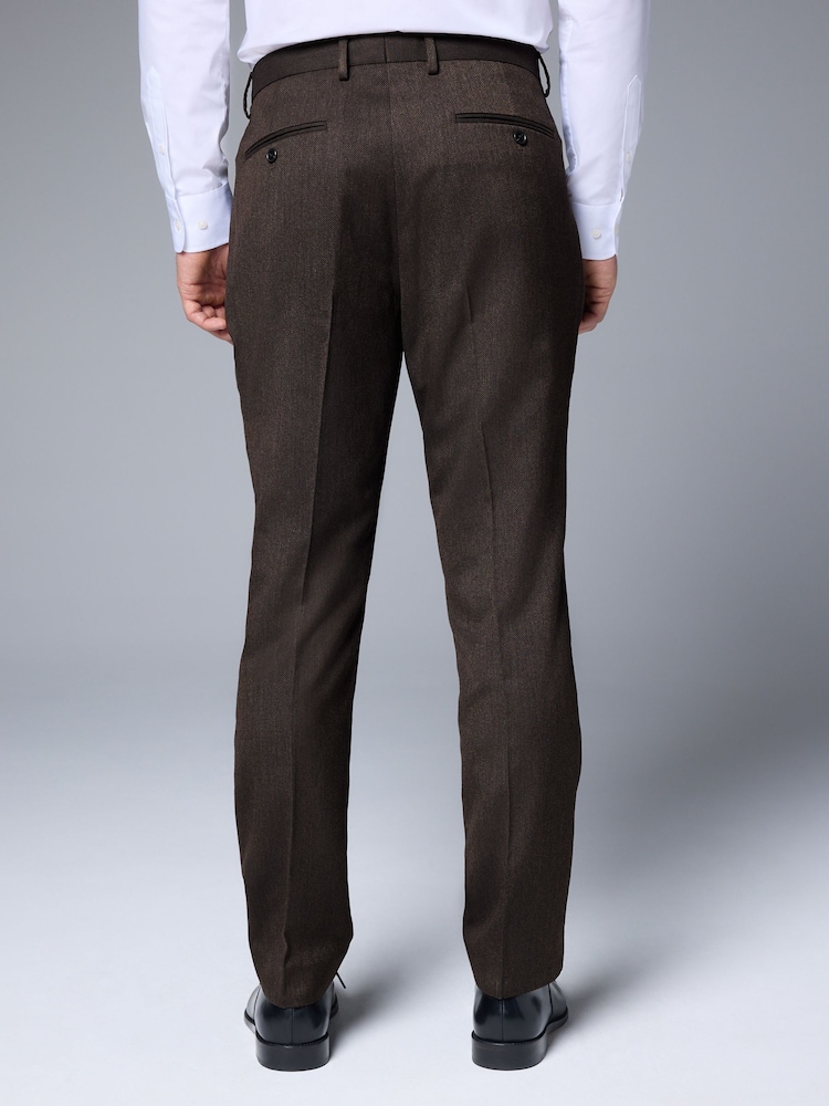 Brun - Slim Fit (Slim Fit) - Pantalon de costume texturé - Image 3 of 10