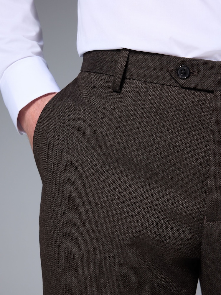 Brun - Slim Fit (Slim Fit) - Pantalon de costume texturé - Image 4 of 10