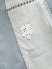 Light Blue Tailored Fit Textured Suit Jacket - Image 11 of 12