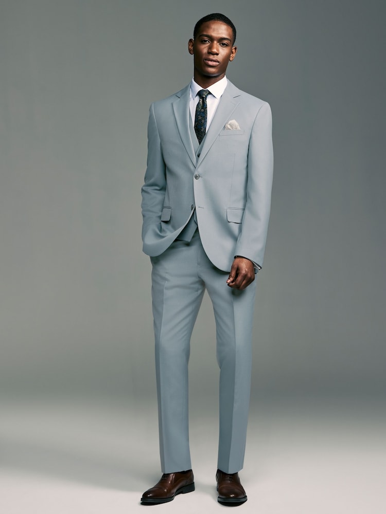 Bleu clair - Coupe sur mesure - Veste de costume texturée - Image 3 of 9
