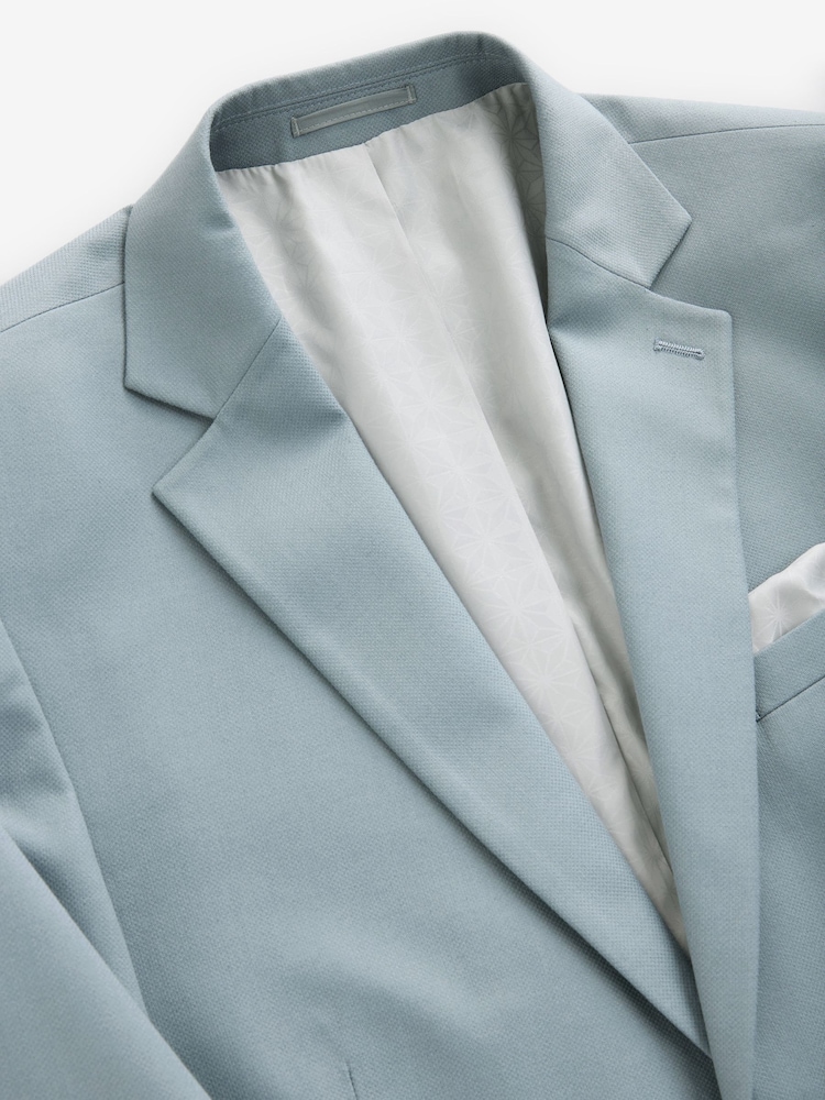 Bleu clair - Coupe sur mesure - Veste de costume texturée - Image 7 of 9