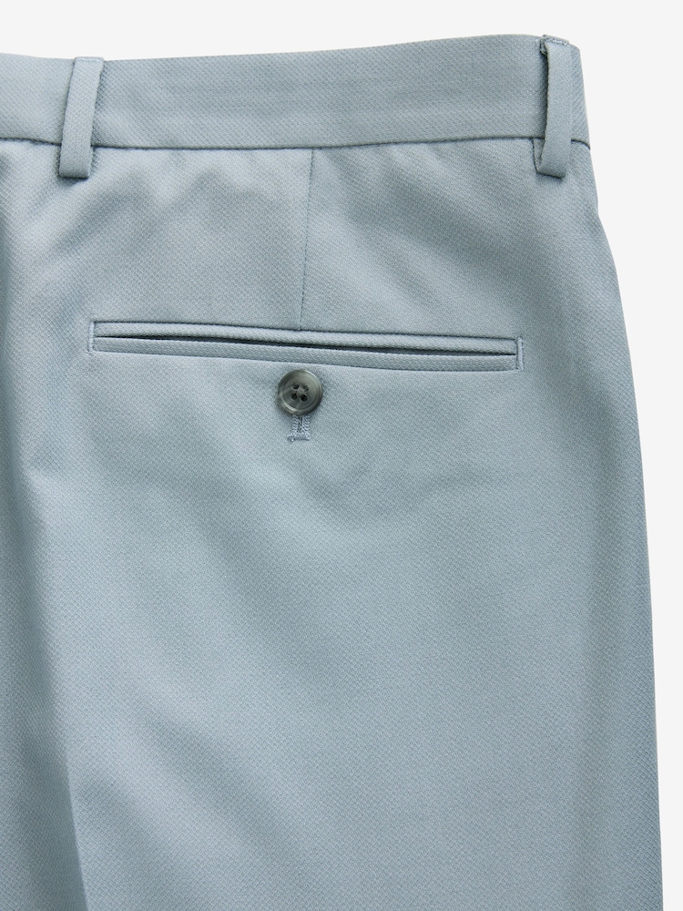 Light Blue Tailored Fit Textured Suit Trousers - Image 10 of 10