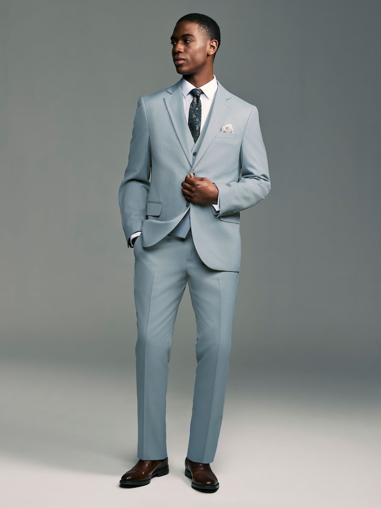 Bleu clair - Coupe sur mesure - Pantalon de costume texturé - Image 3 of 9