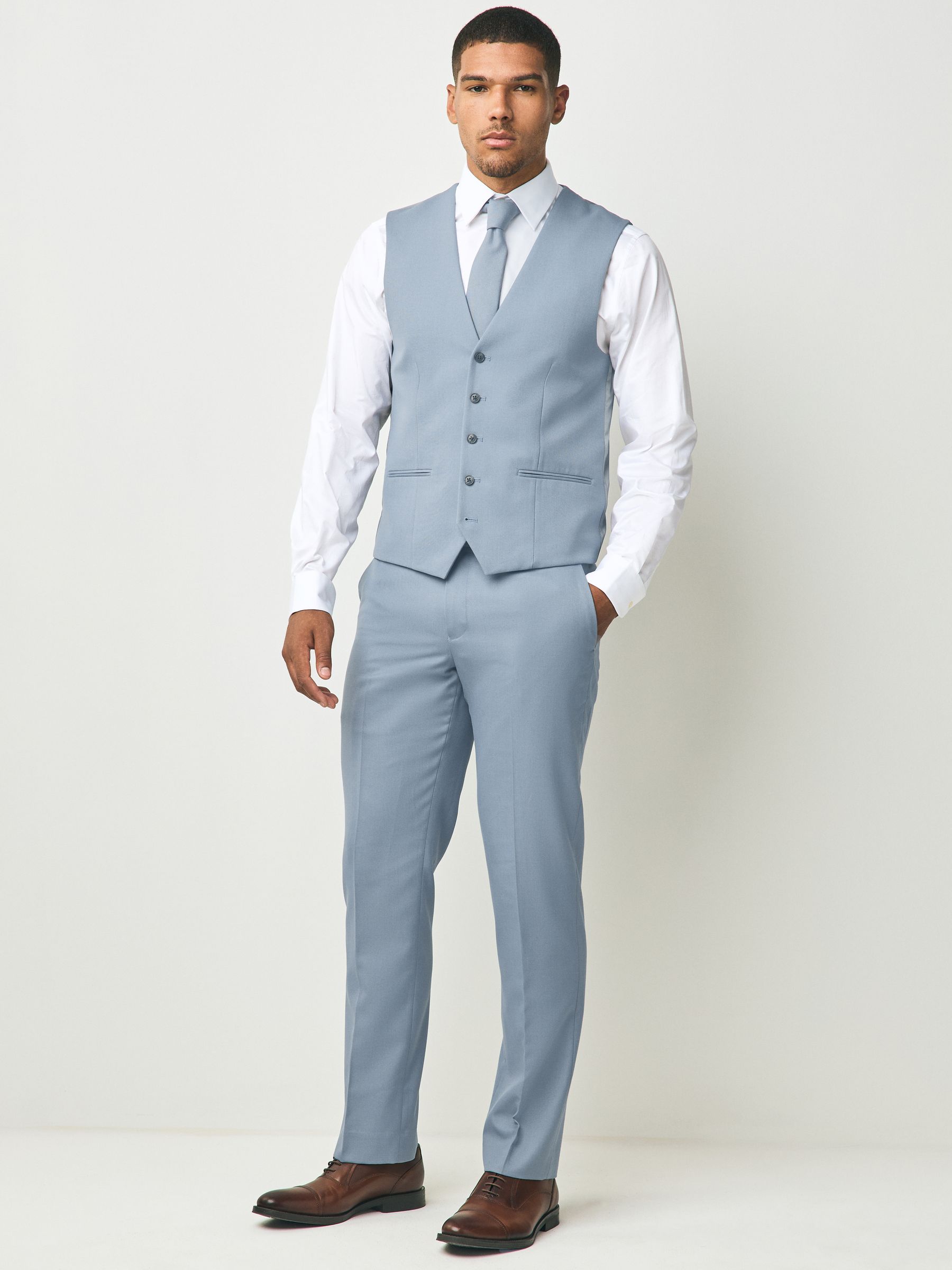 Buy Light Blue Textured Suit Waistcoat from Next USA