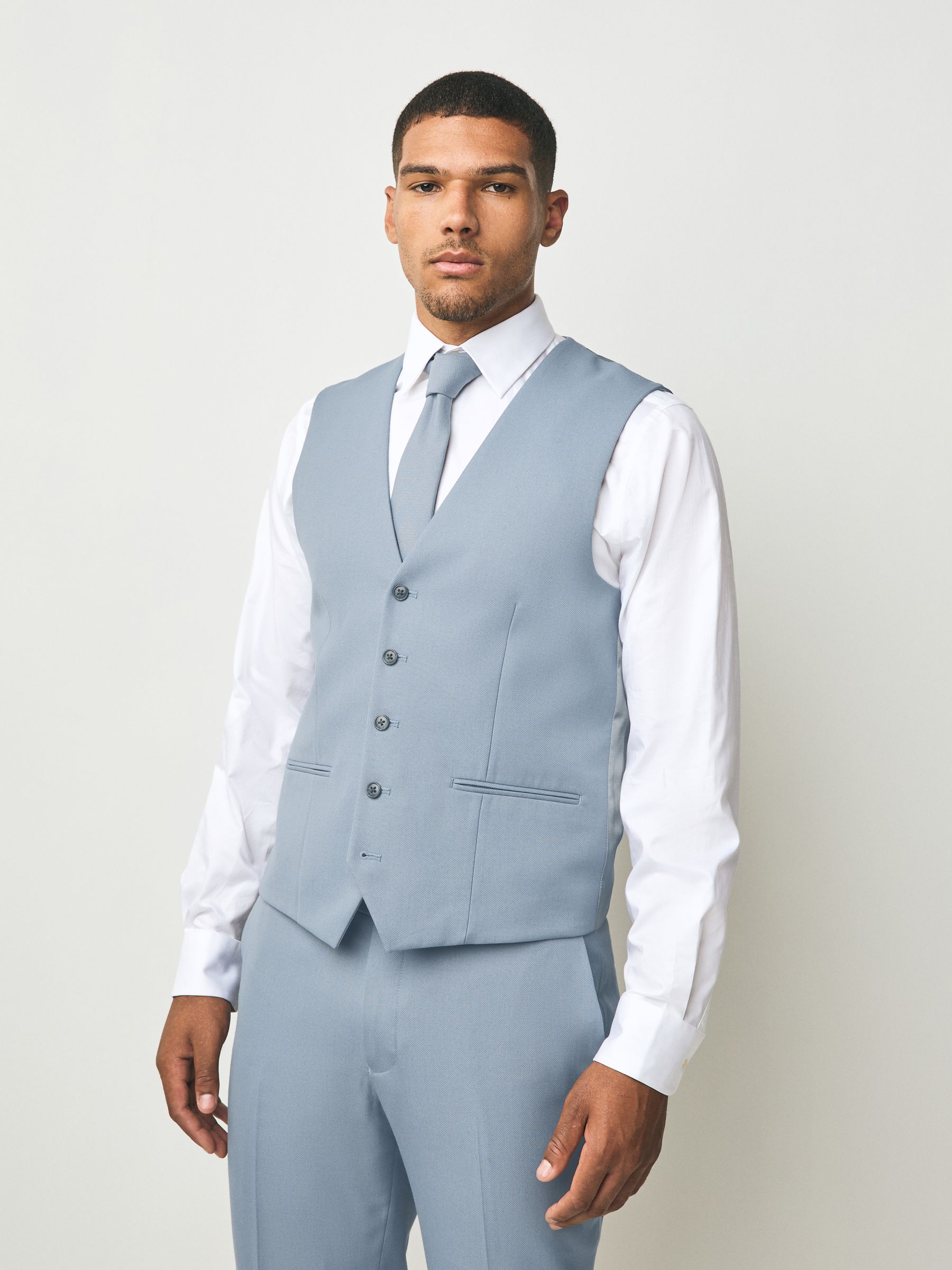 Buy Light Blue Textured Suit Waistcoat from Next USA