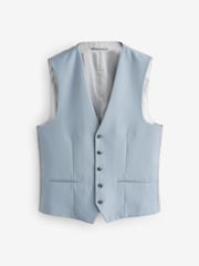 Light Blue Textured Suit Waistcoat - Image 6 of 9