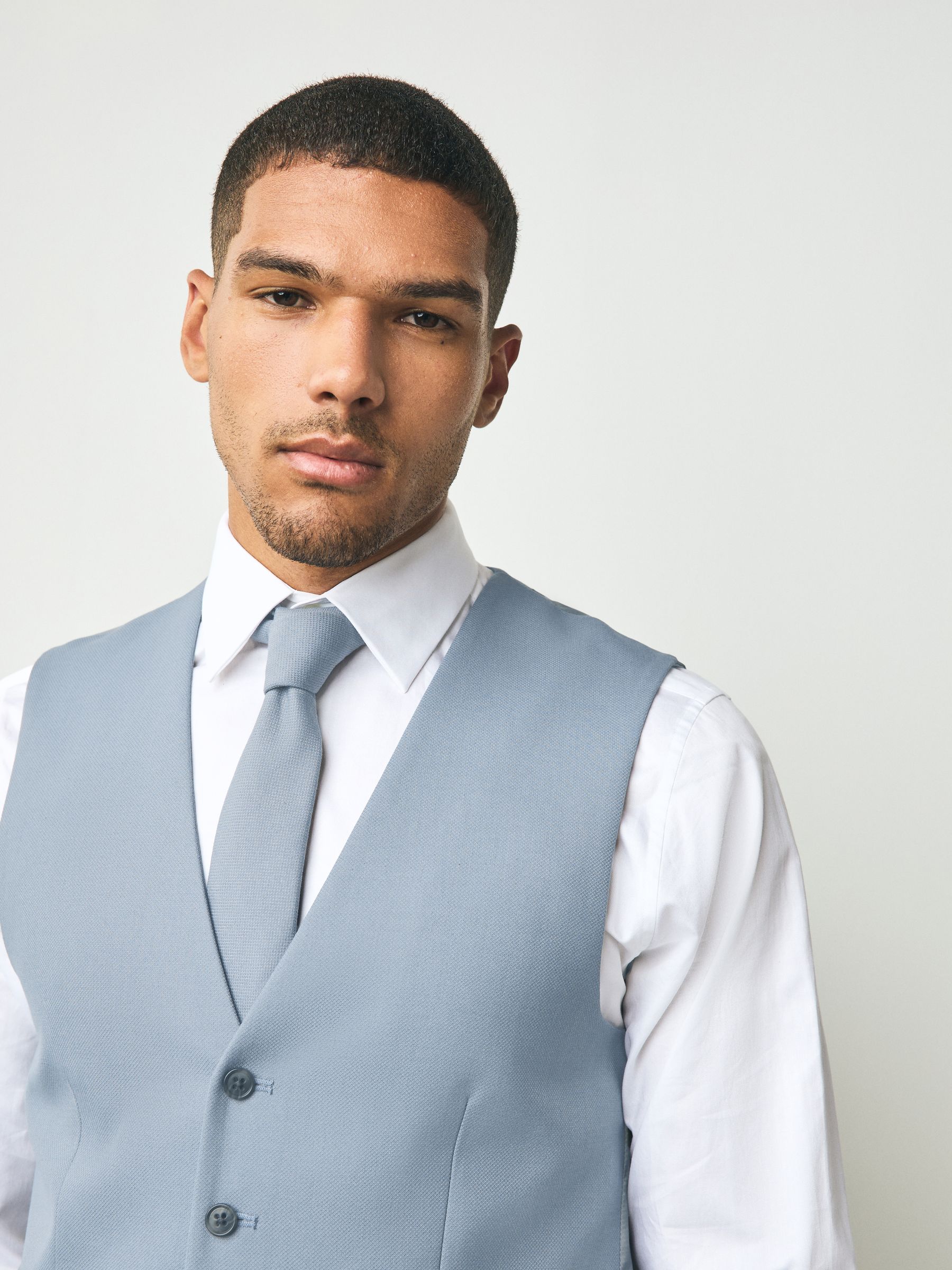 Buy Light Blue Textured Suit Waistcoat from Next USA