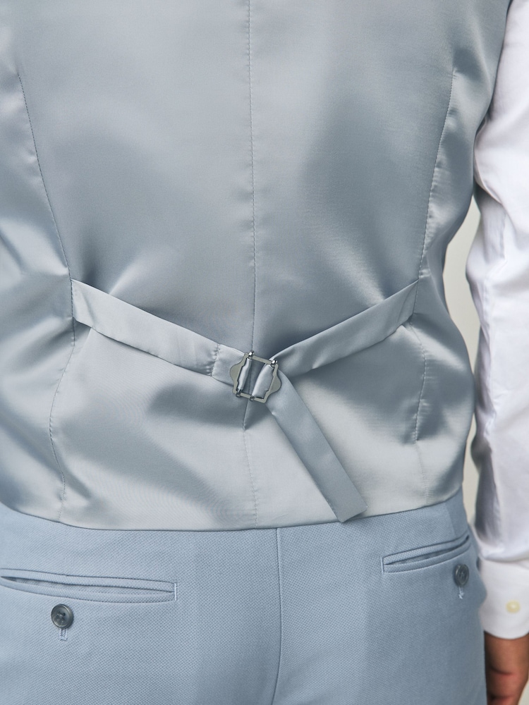 Light Blue Textured Suit Waistcoat - Image 9 of 9