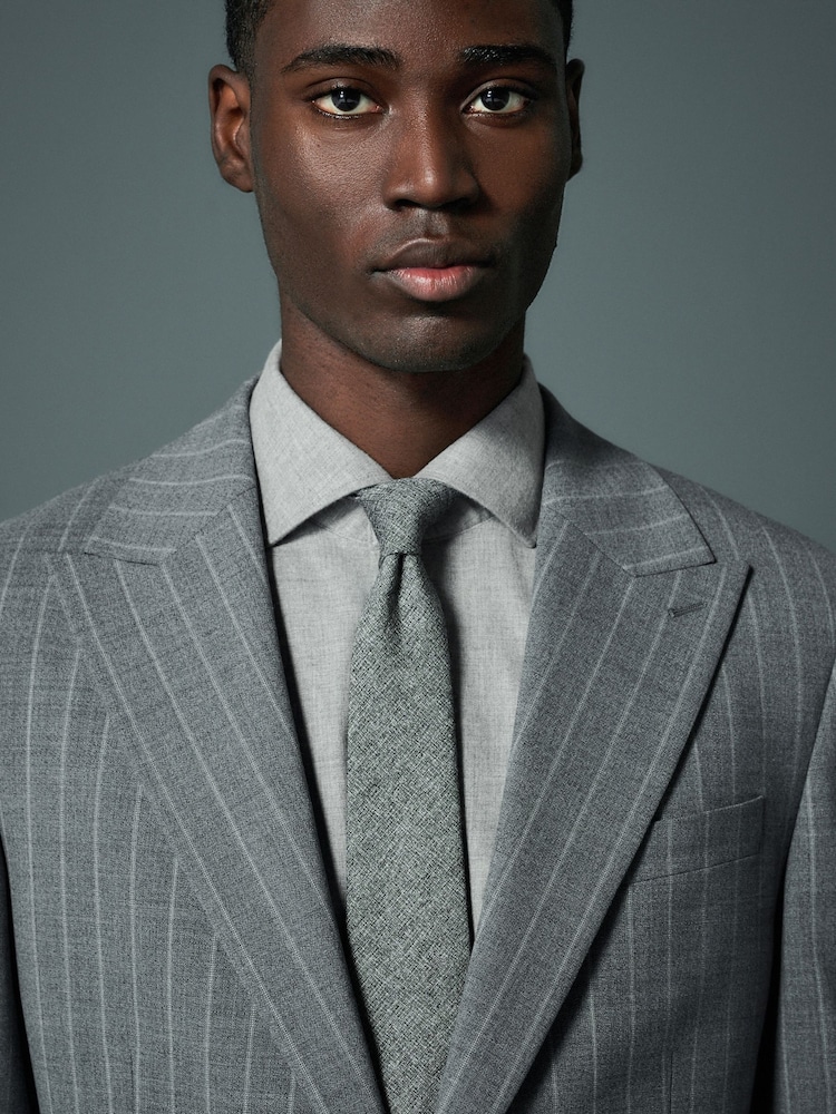 Grijs - Tailored Fit Wool Blend Stripe Jacket - Image 4 of 9