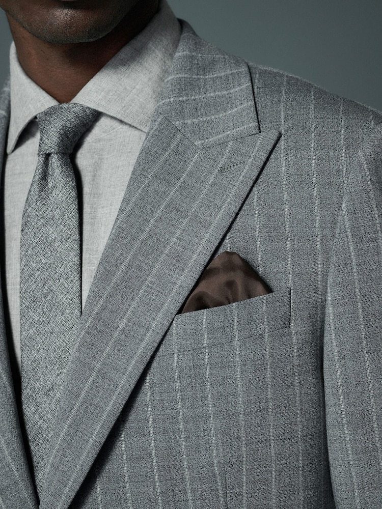 Grijs - Tailored Fit Wool Blend Stripe Jacket - Image 5 of 9