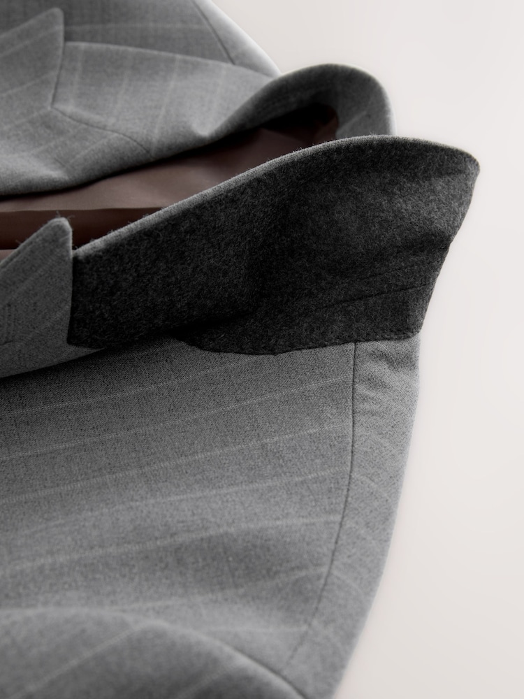 Grey Tailored Fit Wool Blend Stripe Jacket - Image 9 of 9