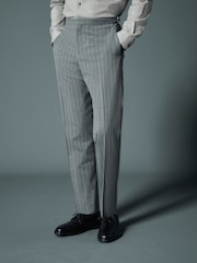 Grey Tailored Fit Wool Blend Stripe Trousers - Image 1 of 9