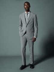Grey Tailored Fit Wool Blend Stripe Trousers - Image 2 of 9