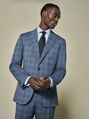 Blau - Tailored Fit Wool Blend Check Jacket - Image 1 of 10