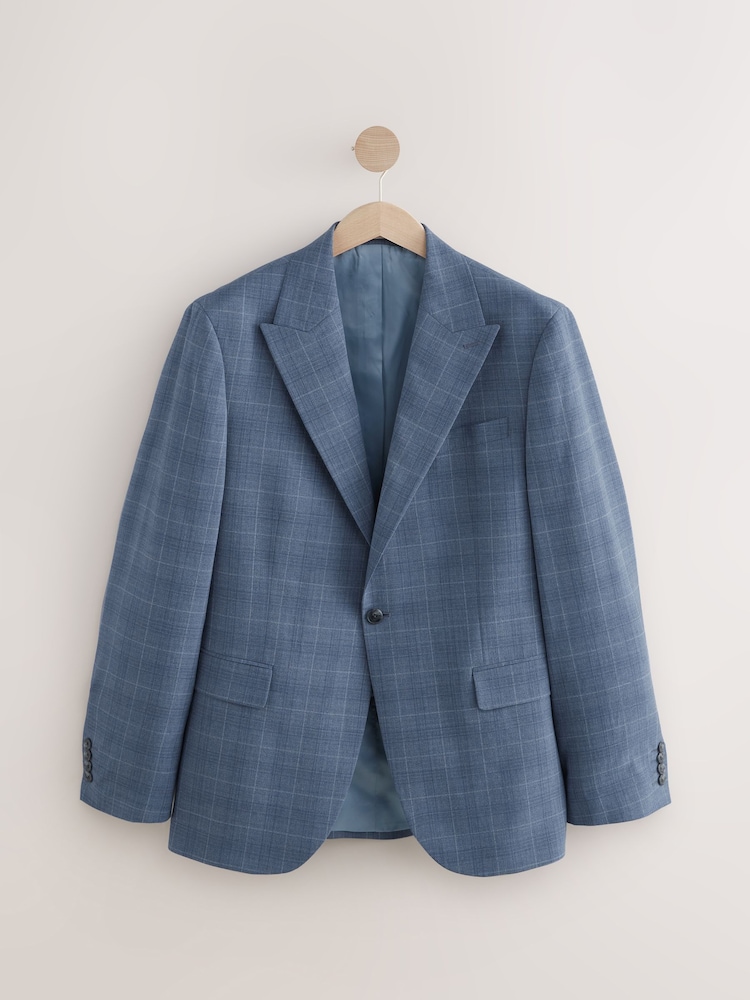 Blau - Tailored Fit Wool Blend Check Jacket - Image 5 of 10