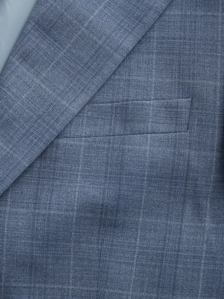 Blau - Tailored Fit Wool Blend Check Jacket - Image 9 of 10