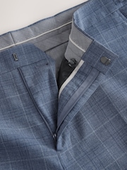 Bleu - habillé Fit Wool Blend Carreaux Pantalons - Image 10 de 10