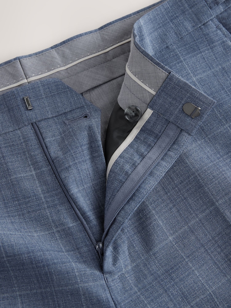 Bleu - habillé Fit Wool Blend Carreaux Pantalons - Image 10 of 10