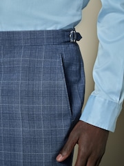 Bleu - habillé Fit Wool Blend Carreaux Pantalons - Image 4 de 10