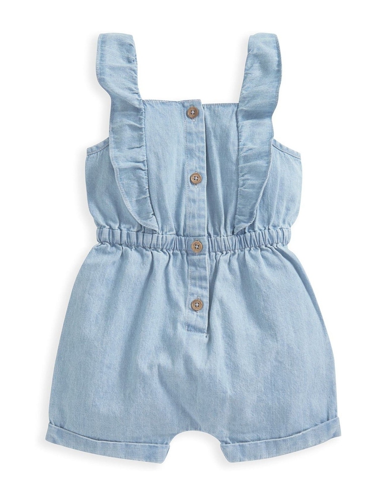 Mamas & Papas Chambray Blue 100% Cotton Playsuit - Image 1 of 3
