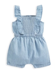 Mamas & Papas Chambray Blue 100% Cotton Playsuit - Image 2 of 3